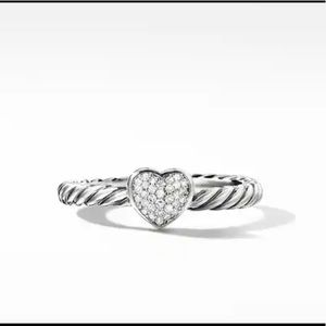 David Yurman Petitie pave heart ring size 8